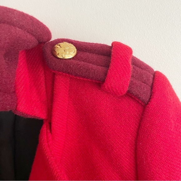 Smythe Red Double Breasted Pea Wool Coat with gold button size 4 - Picture 14 of 16